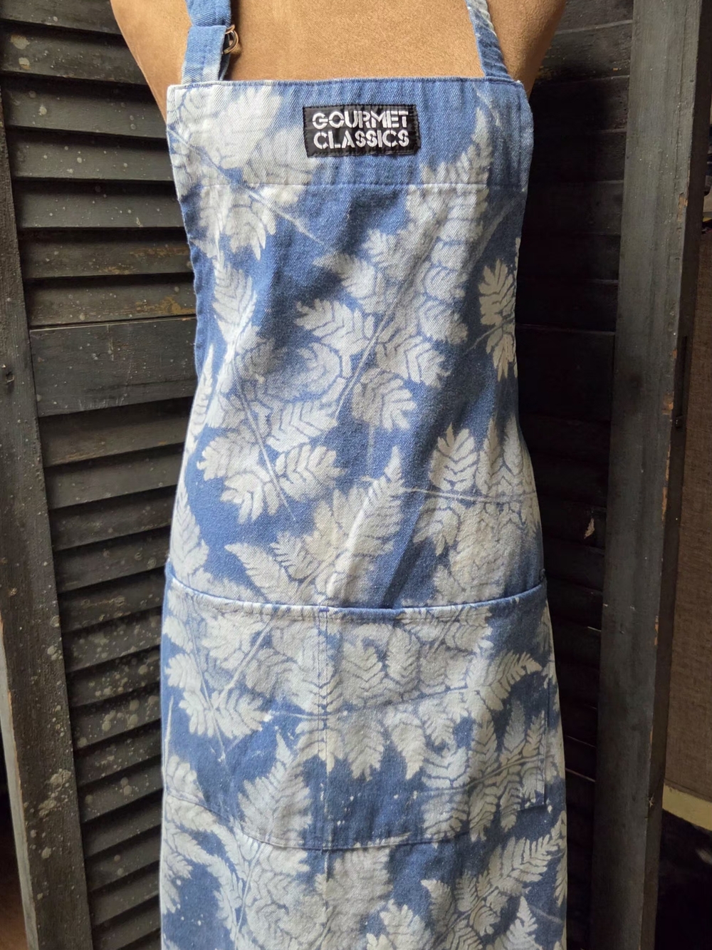Blue Floral Linen-Blend Apron